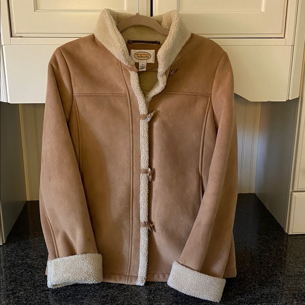 Talbots Tan and Cream Sherpa Shearling Jacket
